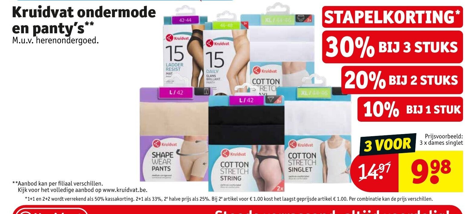 Kruidvat ondermode en panty's**, Prijsvoorbeeld 3 x dames singlet