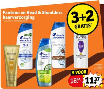 Kruidvat Pantene en Head & Shoulders haarverzorging, 5 x Pantene shampoo Volume 225 ml aanbieding