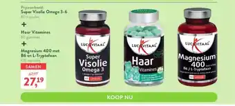 Holland & Barrett Super Visolie Omega 3-6 + Haar Vitamines + Magnesium 400 met B6 en L-Tryptofaan aanbieding