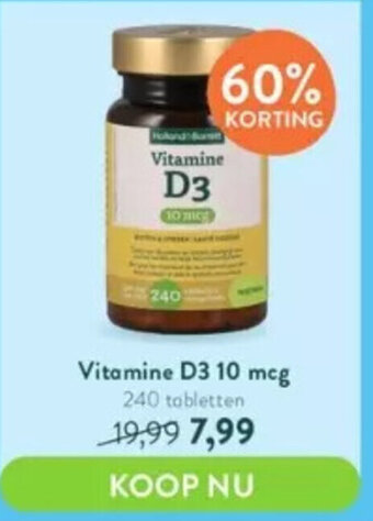 Holland & Barrett Vitamine D3 10 mcg aanbieding