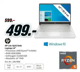 MediaMarkt HP 14s-fq0178nb Laptop 14" aanbieding
