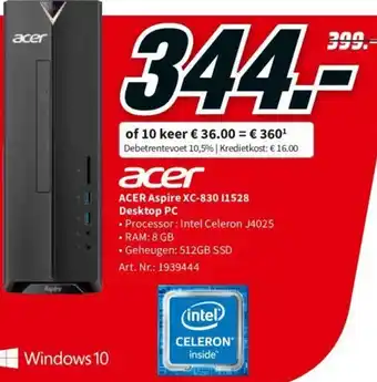 MediaMarkt Acer Aspire XC-830I1528 Desktop PC aanbieding