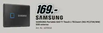 MediaMarkt Samsung Portable SSDT7 Touch TB Zwart (MU-PC1T0K/WW) SSD externe aanbieding