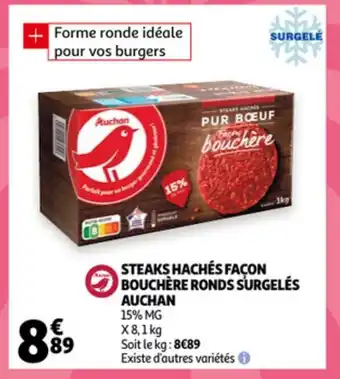 Auchan Steaks Hachés Facon Bouchère Ronds Surgelés Auchan aanbieding