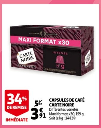 Auchan Capsules De Café Carte Noire aanbieding