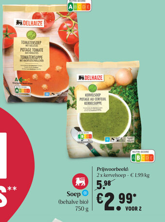 Delhaize Soep 750g aanbieding