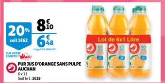 Auchan Pur Jus D'Orange Sans Pulpe Auchan aanbieding