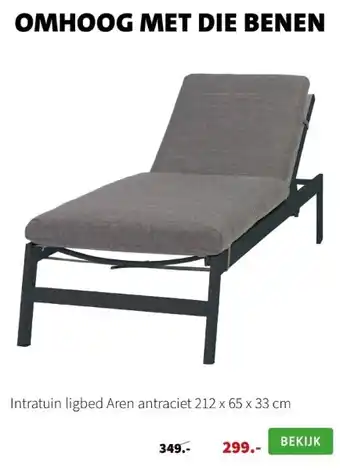 Intratuin Intratuin ligbed aren antraciet 212 × 65 × 33 cm aanbieding