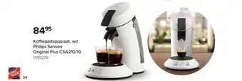 Koffiepadapparaat, wit Philips Senseo Original Plus CSA210/10 11751279