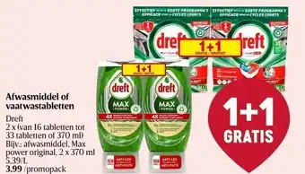 Delhaize Afwasmiddel of vaatwastabletten dreft aanbieding