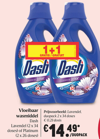 Delhaize Vloeibaar wasmiddel Dash aanbieding