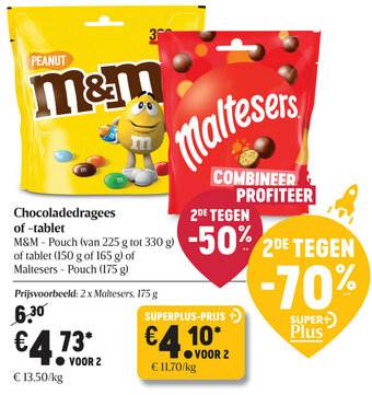 Delhaize Chocoladedragees of -tablet aanbieding