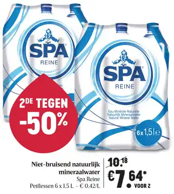 Delhaize Niet-bruisend natuurlijk mineralwater Spa Reine aanbieding
