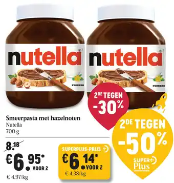 Delhaize Smeerpasta met hazelnoten Nutella 700g aanbieding