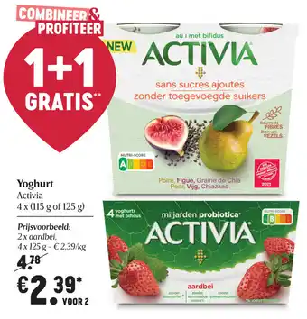 Delhaize Yoghurt Activia 125g aanbieding