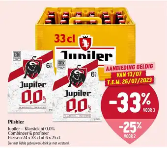 Pilsbier Jupiler - Klassiek of 0,0% Flessen 24 x 33 cl of 6 x 25 cl