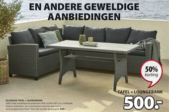 Jysk ULLEHUSE TAFEL + LOUNGEBANK aanbieding