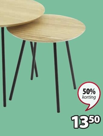 Jysk NYBO BIJZETTAFEL Deco fineer en staal. Ø40 x H40 cm aanbieding