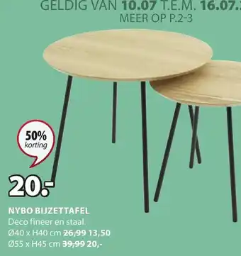 Jysk NYBO BIJZETTAFEL Deco fineer en staal. Ø55 x H 45 cm aanbieding