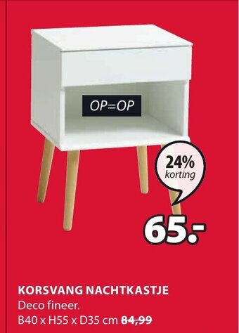 Jysk KORSVANG NACHTKASTJE Deco fineer. B40 x H55 x D35 cm aanbieding