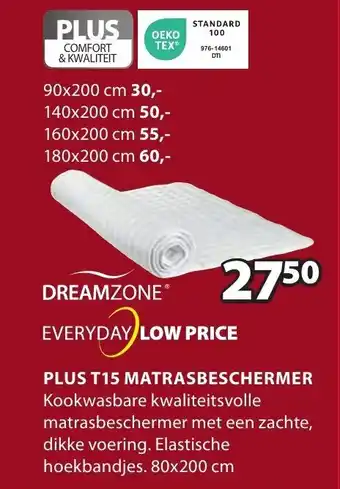 Jysk PLUS T15 MATRASBESCHERMER 80 x 200 cm aanbieding