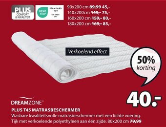Jysk PLUS T45 MATRASBESCHERMER 80 x 200 cm aanbieding