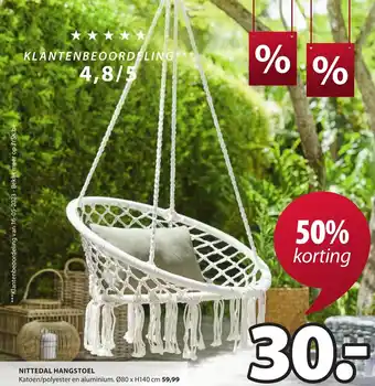 Jysk NITTEDAL HANGSTOEL 140 cm aanbieding