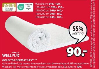Jysk GOLD T30 DEKMATRAS**** 80 x 200 cm aanbieding