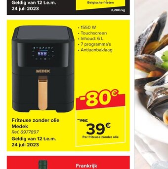 Carrefour Friteuse zonder olie Medek aanbieding