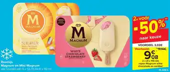 Carrefour Roomijs Magnum en Mini Magnum 110 ml aanbieding