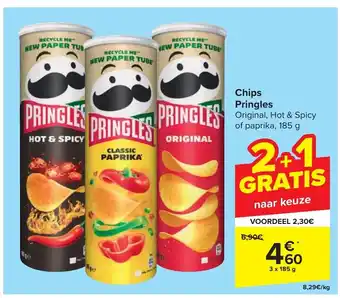 Carrefour Chips Pringles 185 g aanbieding