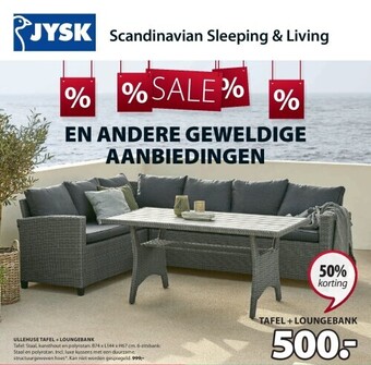 Jysk Ullehuse tafel + loungebank aanbieding