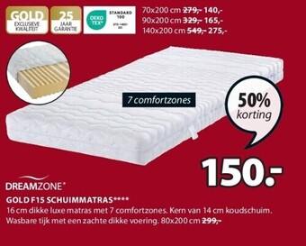 Jysk Gold f15 schuimmatras aanbieding