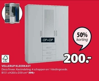 Jysk Vellerup kleerkast aanbieding