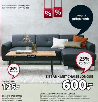 Jysk Damhale zitbank met chaise longue aanbieding
