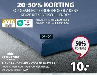 Jysk Elenora hoeslaken voor dekmatras aanbieding