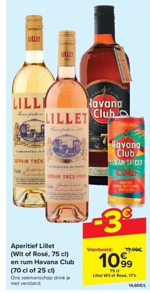 Carrefour Aperitief lillet (wit of rosé, 75 cl) aanbieding