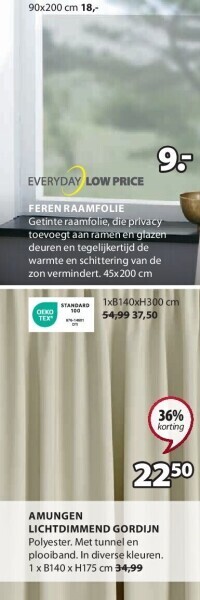 Jysk Feren raamfolie aanbieding