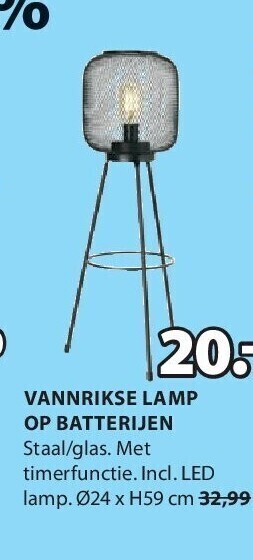 Jysk Vannrikse lamp op batterijen aanbieding