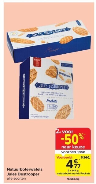 Carrefour Natuurboterwafels jules destrooper aanbieding