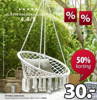 Jysk Nittedal hangstoel aanbieding
