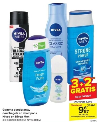 Carrefour Gamma deodorants, douchegels en shampoos nivea en nivea men aanbieding