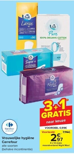 Carrefour Vrouwelijke hygiëne aanbieding
