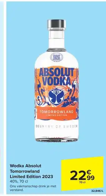 Carrefour Wodka Absolut Tomorrowland Limited Edition 2023 40%, 70 cl aanbieding