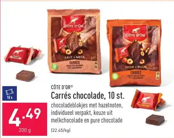 ALDI Carres chocolade 200g aanbieding
