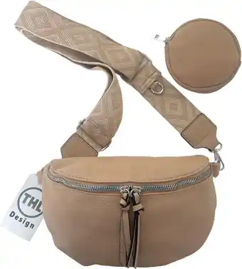 Thl design - dames crossbody tas - klein schoudertasje - heuptasje dames - bag strap - tassenriem beige - brede riem - beige