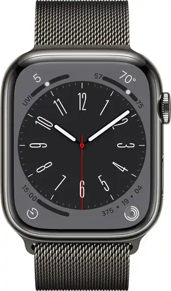 Bol.com Apple watch series 8 - 4g - 41mm - grafiet roestvrijstaal - grafiet milanees bandje aanbieding