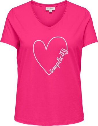 Only carmakoma carquote ss v-neck reg tee jrs dames t-shirt - maat l-50/52