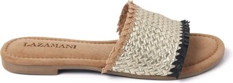 Bol.com Lazamani dames slippers 33.486 gold black aanbieding