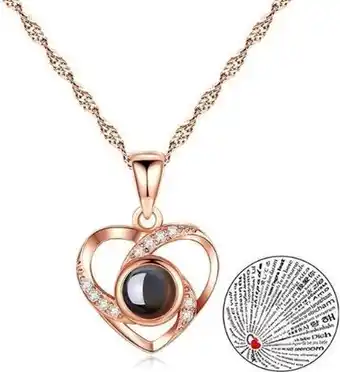 Bol.com Rose goud liefde's hart 100 talen ik hou van je ketting - rose goud kleurig ketting - i love you ketting - cadeau tip- limite aanbieding